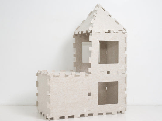 Our Biscuit Fuzzy Forts is built info a shop fort perfect for Imagination montessori play
